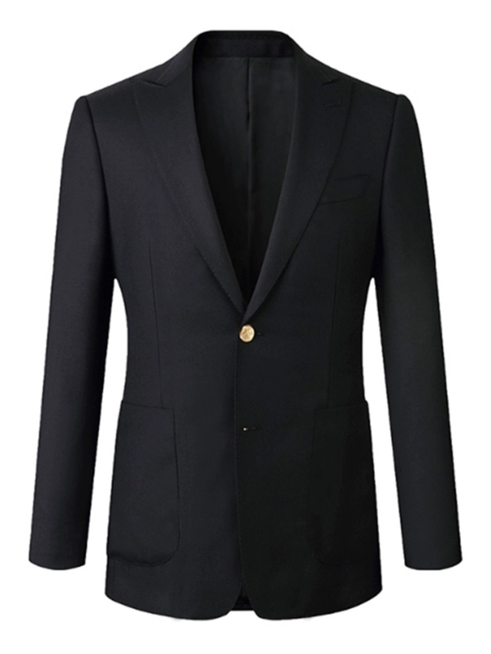 Zara Man textured black blazer with golden buttons.